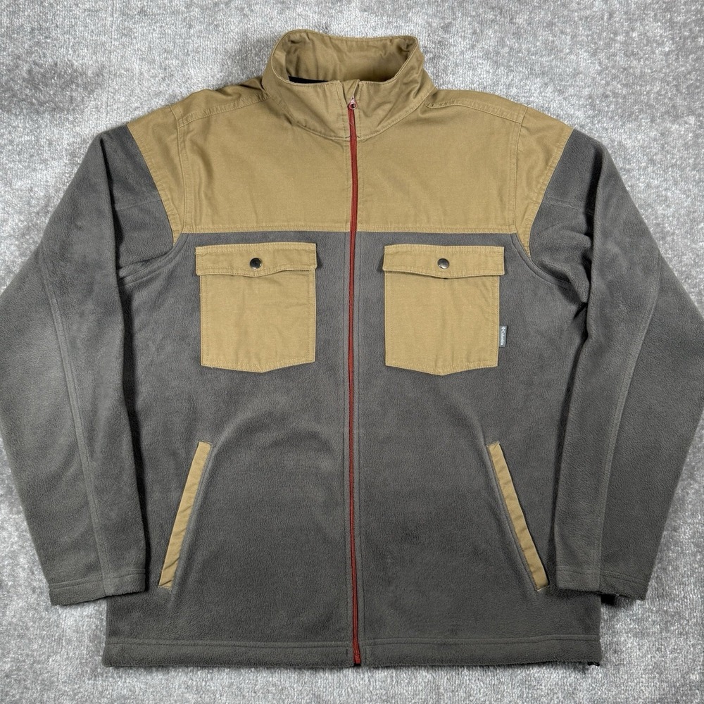Columbia Jacket Men's Large Gray Steens Mountain Omni-Shield Novelty Fleece Zip